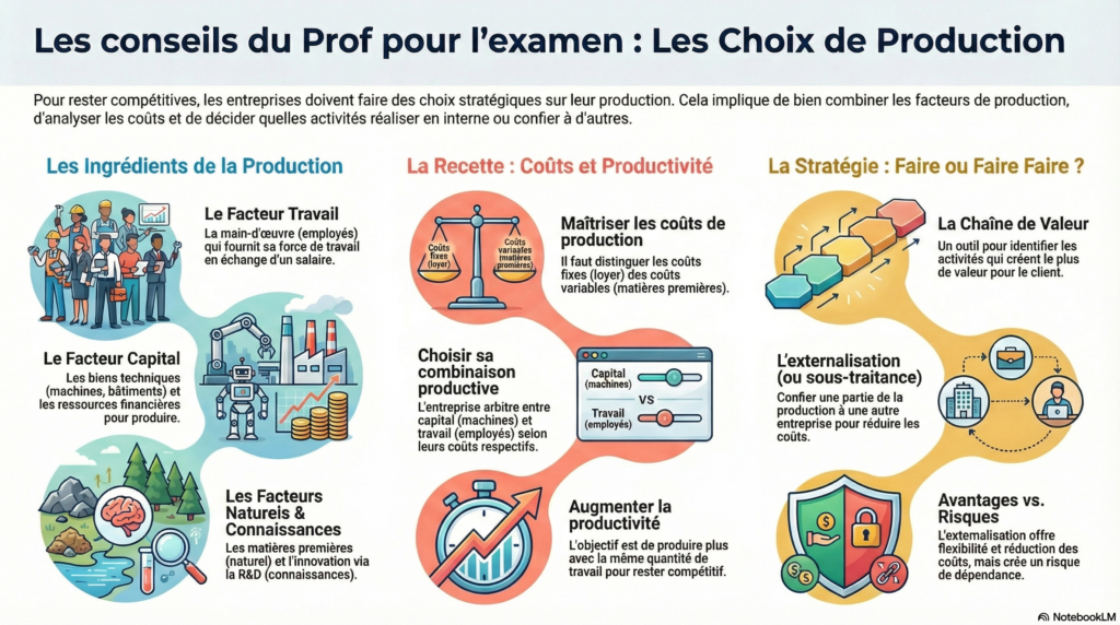 Les conseils d'un professeur de CEJM pour l'examen concernant les choix de production d'une entreprise